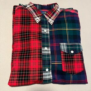 Polo Ralph Lauren Plaid Flannel Patchwork Classic Fit Button Up Shirt Size Large